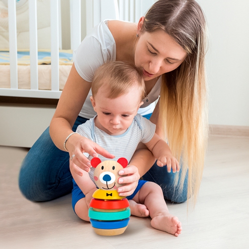 TOOKYLAND Wooden Bear Stacking Toy - 11pcs Tower Stacker, Ages 12m+