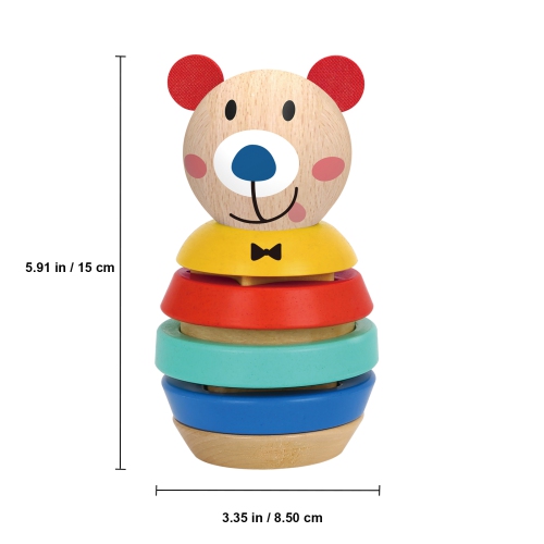 TOOKYLAND Wooden Bear Stacking Toy - 11pcs Tower Stacker, Ages 12m+