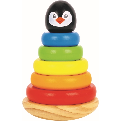 TOOKYLAND Wooden Penguin Wobble Stacker - 7pcs Stacking Tower Toy, Ages 12m+