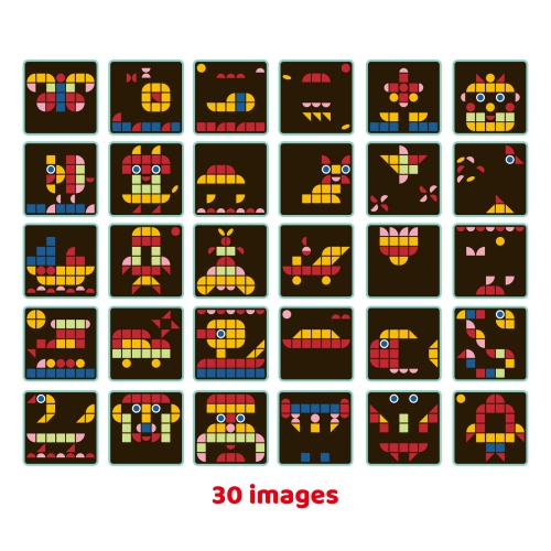 TOOKYLAND Wooden Mosaic Puzzle Board - 97pcs Pixel Puzzle, Ages 3+