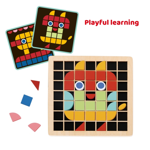 TOOKYLAND Wooden Mosaic Puzzle Board - 97pcs Pixel Puzzle, Ages 3+