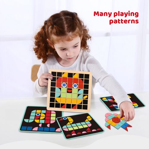 TOOKYLAND Wooden Mosaic Puzzle Board - 97pcs Pixel Puzzle, Ages 3+