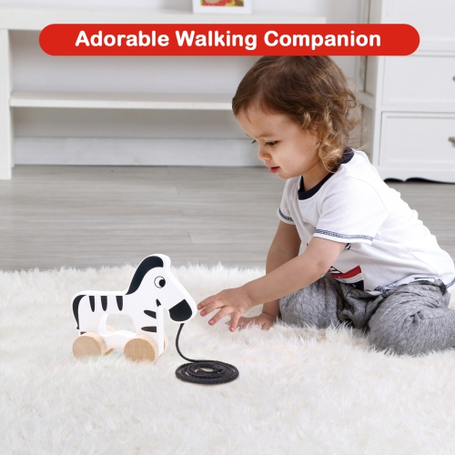 TOOKYLAND Zebra Along Pull Toy - Made of Wood, Ages 18m+