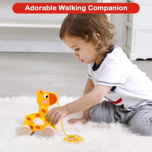 TOOKYLAND Giraffe Pull Along Toy - Made of Wood, Ages 18m+