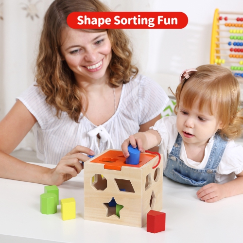 TOOKYLAND Cube Trieur de Formes en Bois - 13pcs - Boîte de Tri Jouet Éducatif, 12m+