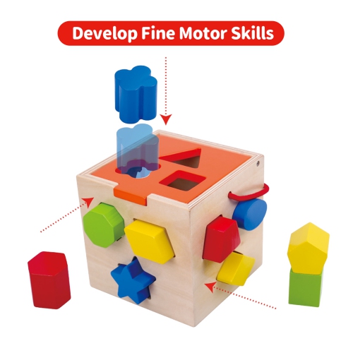 TOOKYLAND Cube Trieur de Formes en Bois - 13pcs - Boîte de Tri Jouet Éducatif, 12m+