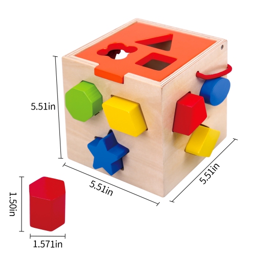 TOOKYLAND Cube Trieur de Formes en Bois - 13pcs - Boîte de Tri Jouet Éducatif, 12m+