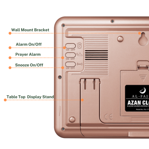 AL-FAJIA Automatic Worldwide Digital 8 Azan Sounds Wall and Desk Clock FAJ-113
