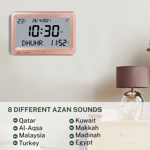 AL-FAJIA Automatic Worldwide Digital 8 Azan Sounds Wall and Desk Clock FAJ-113