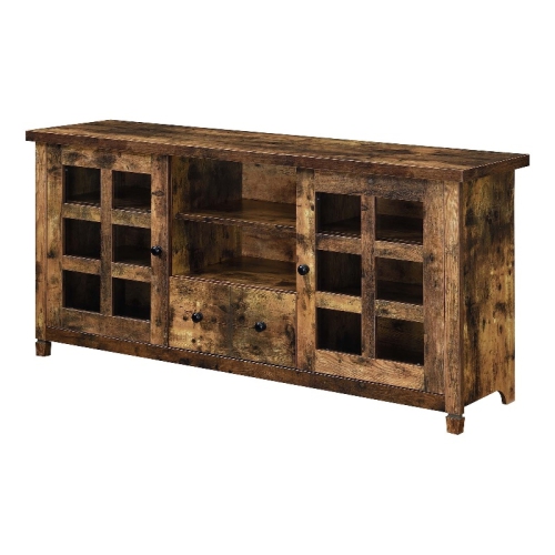 Newport Park Lane One-Drawer TV Stand with Cabinets and Shelves in Nutmeg Wood