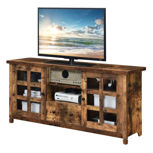 Newport Park Lane One-Drawer TV Stand with Cabinets and Shelves in Nutmeg Wood
