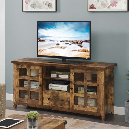 Newport Park Lane One-Drawer TV Stand with Cabinets and Shelves in Nutmeg Wood