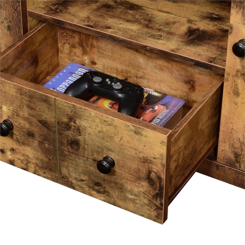 Newport Park Lane One-Drawer TV Stand with Cabinets and Shelves in Nutmeg Wood