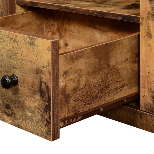 Newport Park Lane One-Drawer TV Stand with Cabinets and Shelves in Nutmeg Wood