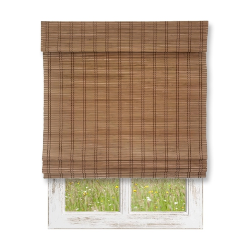 Image 1 de 5.. ITY International - Store Romain pour Fenêtre en Bambou, Sans Cordon, 60" x 72", Brun