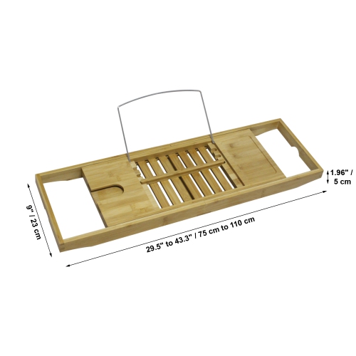 ITY International - Expandable Bath Tray, 9" x 43.3" x 1.96", Made of Bamboo