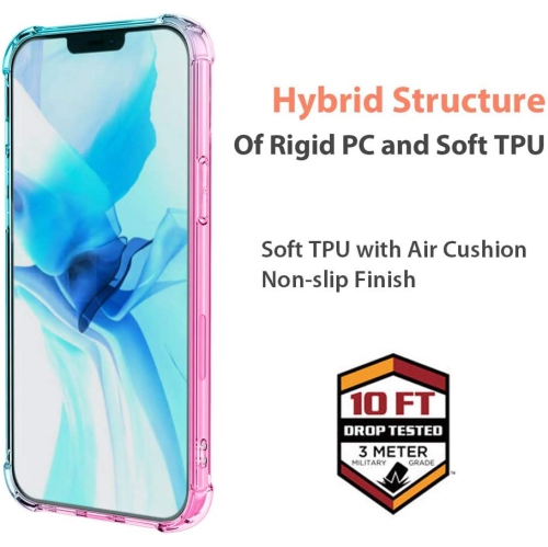 Pour Apple iPhone 12/12 Pro Arc-en-ciel, étui rigide, arrière souple et mince