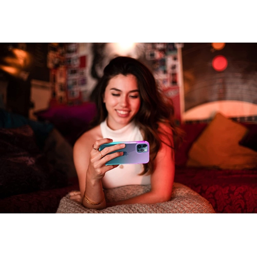 Pour Apple iPhone 12/12 Pro Arc-en-ciel, étui rigide, arrière souple et mince