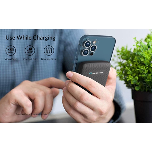 Techsmarter 10000mAh 18W USB-C PD Magnetic Wireless Power Bank/Charger for iPhone 12, 13, 14