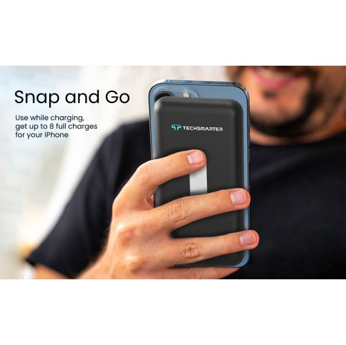 Techsmarter 20000mAh 20W USB-C PD Magnetic Wireless Power Bank/Charger for iPhone 12, 13, 14