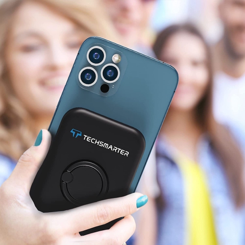 Techsmarter Magnetic 5000mAh Wireless Qi Power Bank with Ring Finger Holder & Kickstand. 18W USB-C PD Portable Phone Charger. Compatible with iPhone