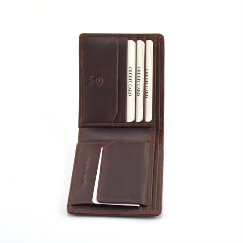 Bifold RFID Protected Leather Wallet // Cow Pull-Up Leather in Brown