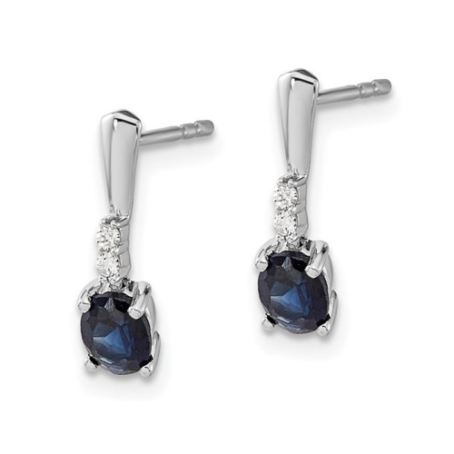 7/10 Carat Lab Created Blue Sapphire Drop Earrings in 14K White Gold