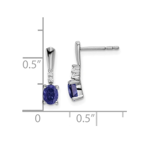 7/10 Carat Lab Created Blue Sapphire Drop Earrings in 14K White Gold