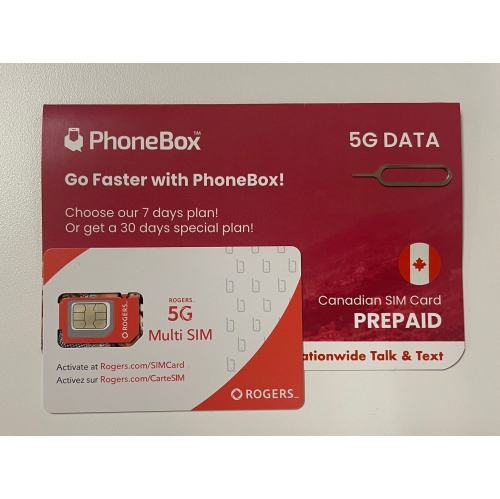 PhoneBox Canada Weekly Prepaid SIM Card | Choose one of The 7 Days Plan! 5G Data! No overage fees! Travel SIM Card