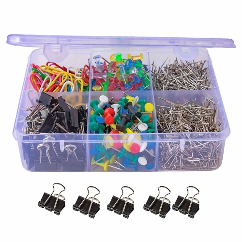 Clips en métal pour reliure 4 en 1, trombones, punaises, épingles en T pour bricolage et boîte de jeu de perles