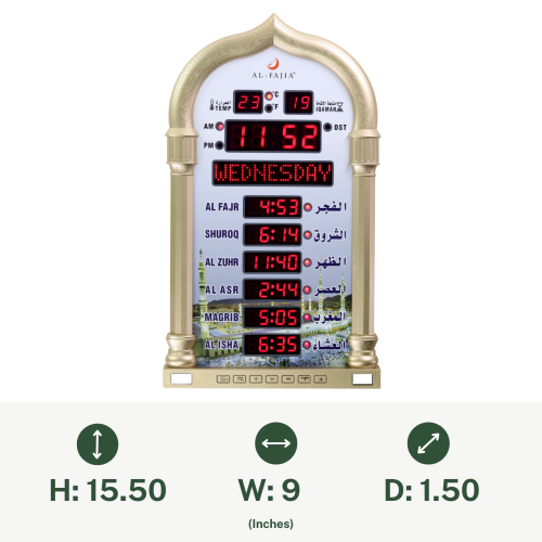 AL-FAJIA Automatic Worldwide Large Digital 8 Azan Sounds Wall and Desk Clock 4008-PRO