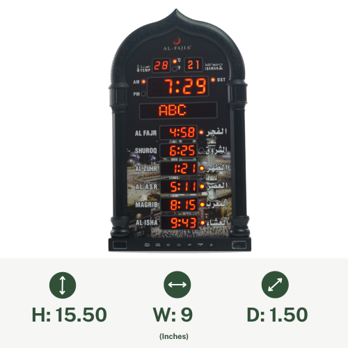 AL-FAJIA Automatic Worldwide Large Digital 8 Azan Sounds Wall and Desk Clock 4008-PRO