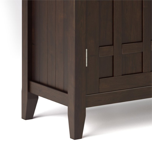 Simpli Home Bedford Wood 54" Transitional Sideboard Buffet and Wine Rack in Dark Chestnut Brown