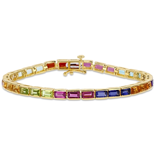 AMOUR  11 Ct Tgw Multi-Gemstone Tennis Bracelet Silver In Yellow