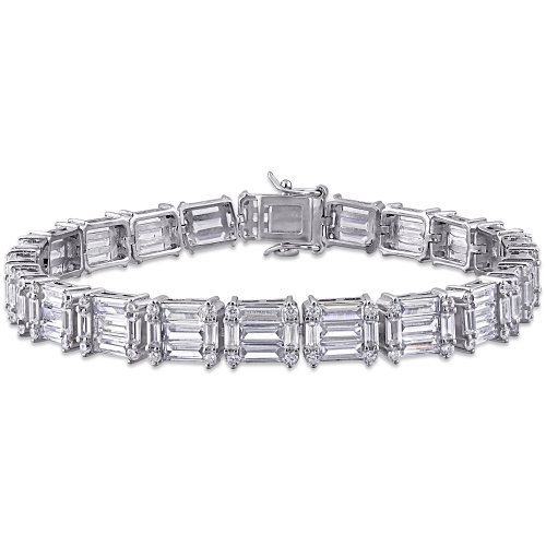 AMOUR  20 Ct Tgw Cubic Zirconia Tennis Bracelet In Silver