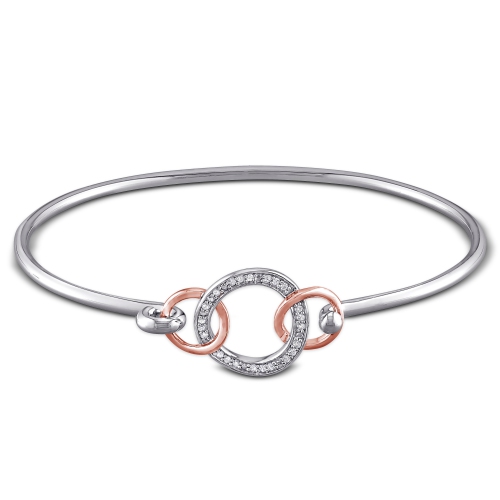 Amour Diamond Bangle 2-Tone Silver