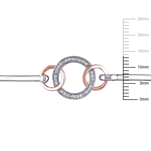 Amour Diamond Bangle 2-Tone Silver