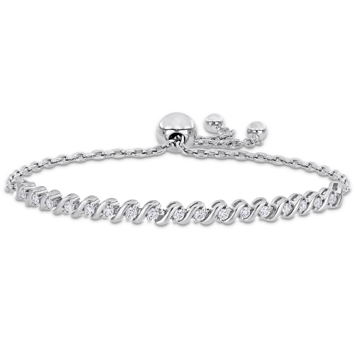 AMOUR  1/2 Ct Tgw Created Moissanite Adjustable Bracelet In Silver