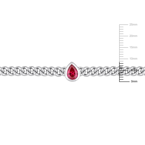 Amour 1 1/7 CT TGW Created Ruby Link Bracelet Silver