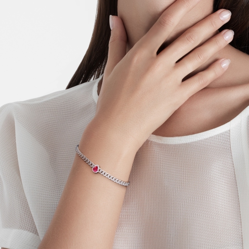 Amour 1 1/7 CT TGW Created Ruby Link Bracelet Silver