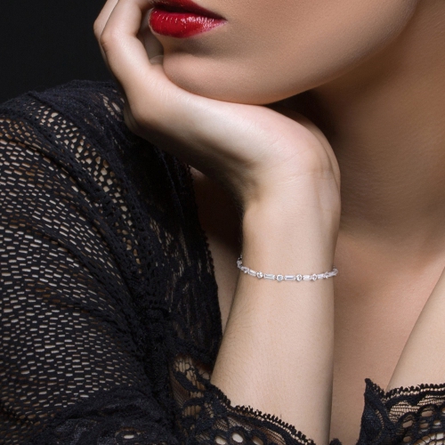 Amour 13 4/5 CT TGW Created White Sapphire Bracelet Silver