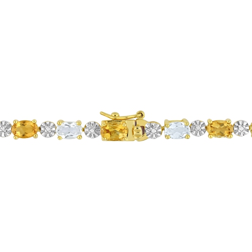 Amour 8 3/4 CT TGW Citrine White Topaz & Diamond Accent Tennis Bracelet in Yellow Silver