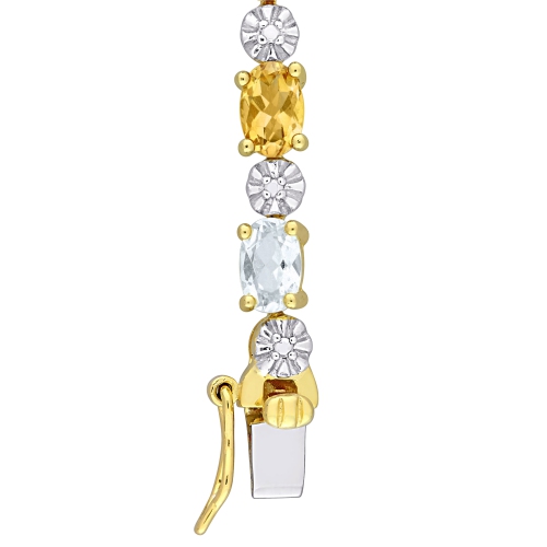 Amour 8 3/4 CT TGW Citrine White Topaz & Diamond Accent Tennis Bracelet in Yellow Silver