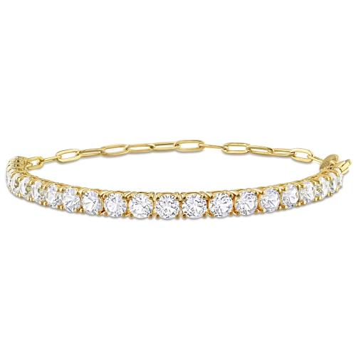 AMOUR  6 Ct Tgw Created White Sapphire Tennis Bracelet Silver In Yellow