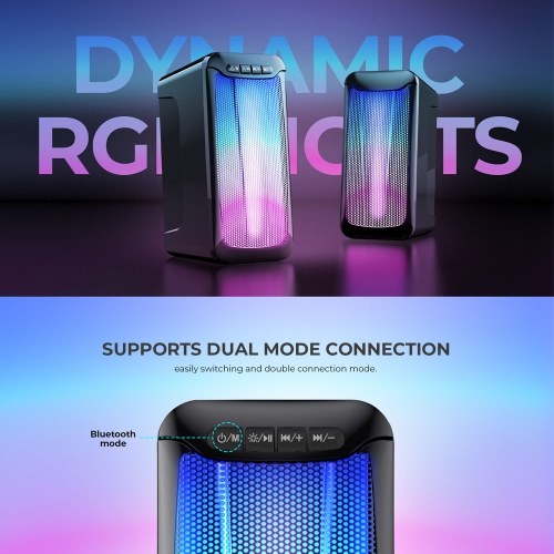 Havit SK755BT RGB, 2.0 Stereo channels wired 3.5mm Audio + wireless bluetooth v5.0 gaming speaker