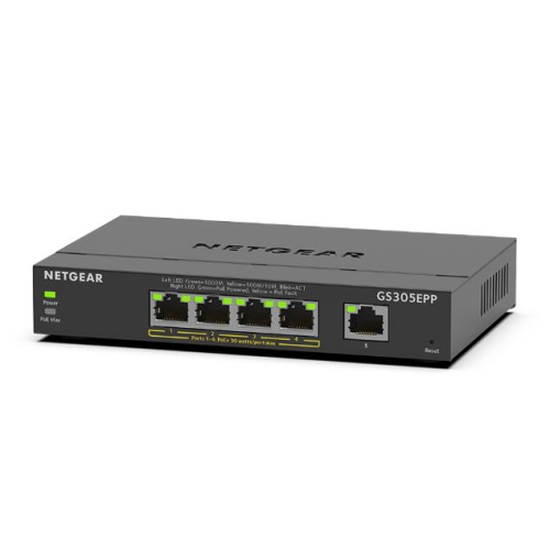 Netgear 5-Port Gigabit PoE+ Compliant Managed Switch -