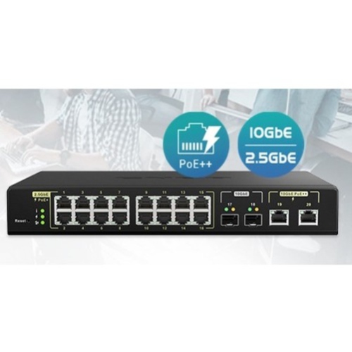 QNAP QSW-M2116P-2T2S-US 20-Port 10GbE PoE++ and 2.5GbE PoE+ Managed Network Switch