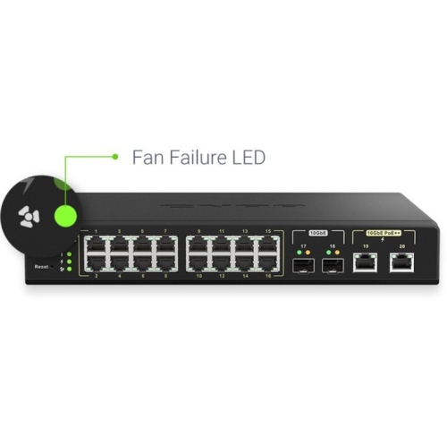 QNAP QSW-M2116P-2T2S-US 20-Port 10GbE PoE++ and 2.5GbE PoE+ Managed Network Switch