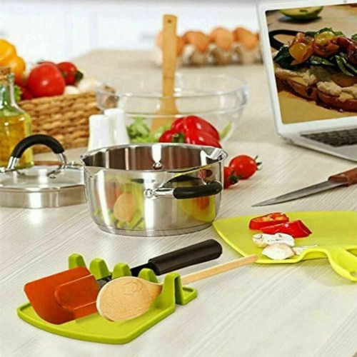 ISTAR 2Pack 4 Slots Cooking Utensil Storage Rack Plastic Spoon Rests Spatula Holder Tray Kitchen Gadgets