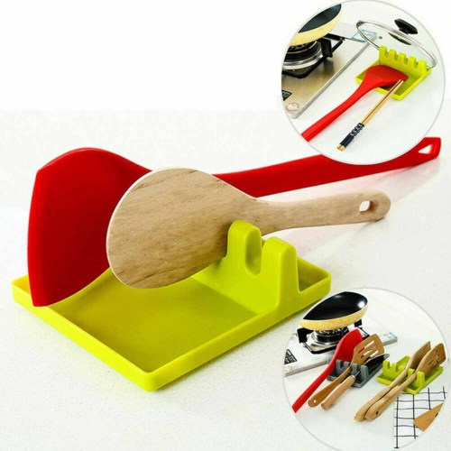 ISTAR 2Pack 4 Slots Cooking Utensil Storage Rack Plastic Spoon Rests Spatula Holder Tray Kitchen Gadgets